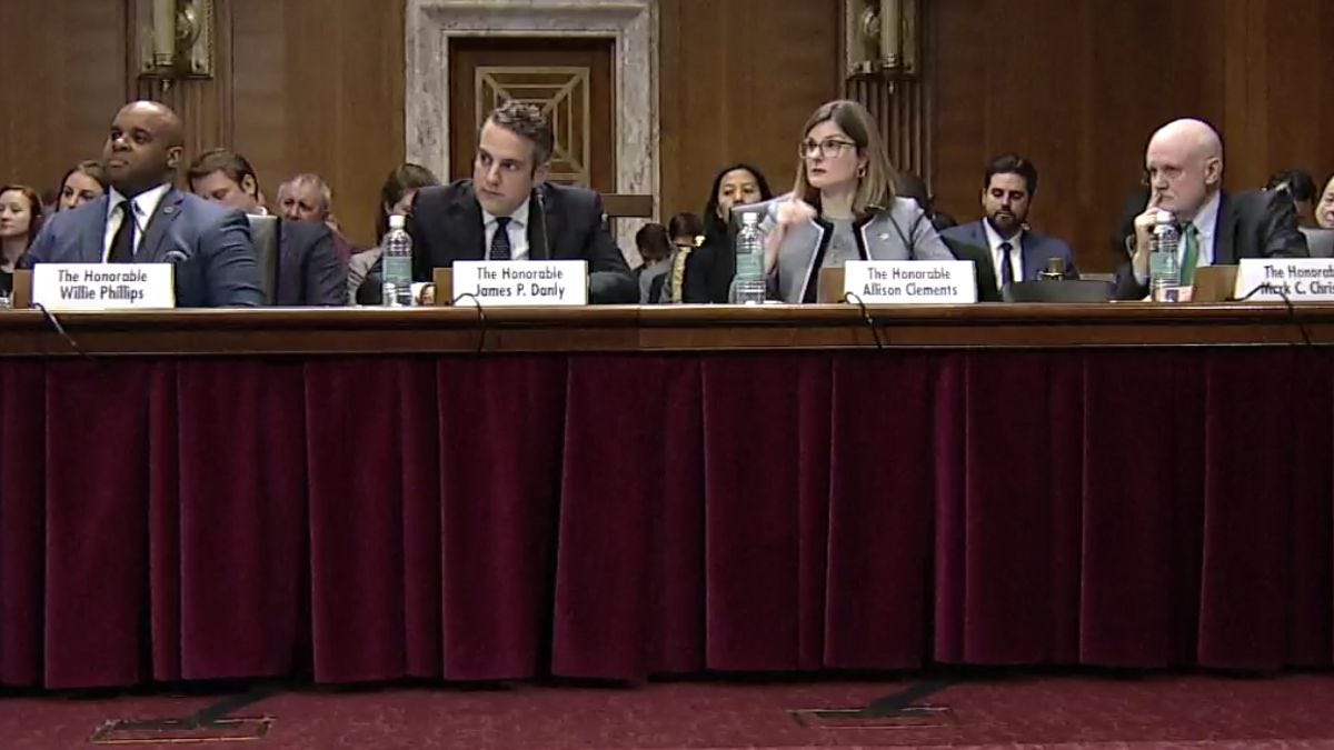 FERC commissioners testify at Senate Energy and Natural Resources Committee hearing on May 4, 2023.