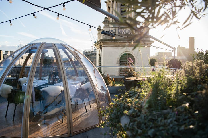 A igloo on a rooftop