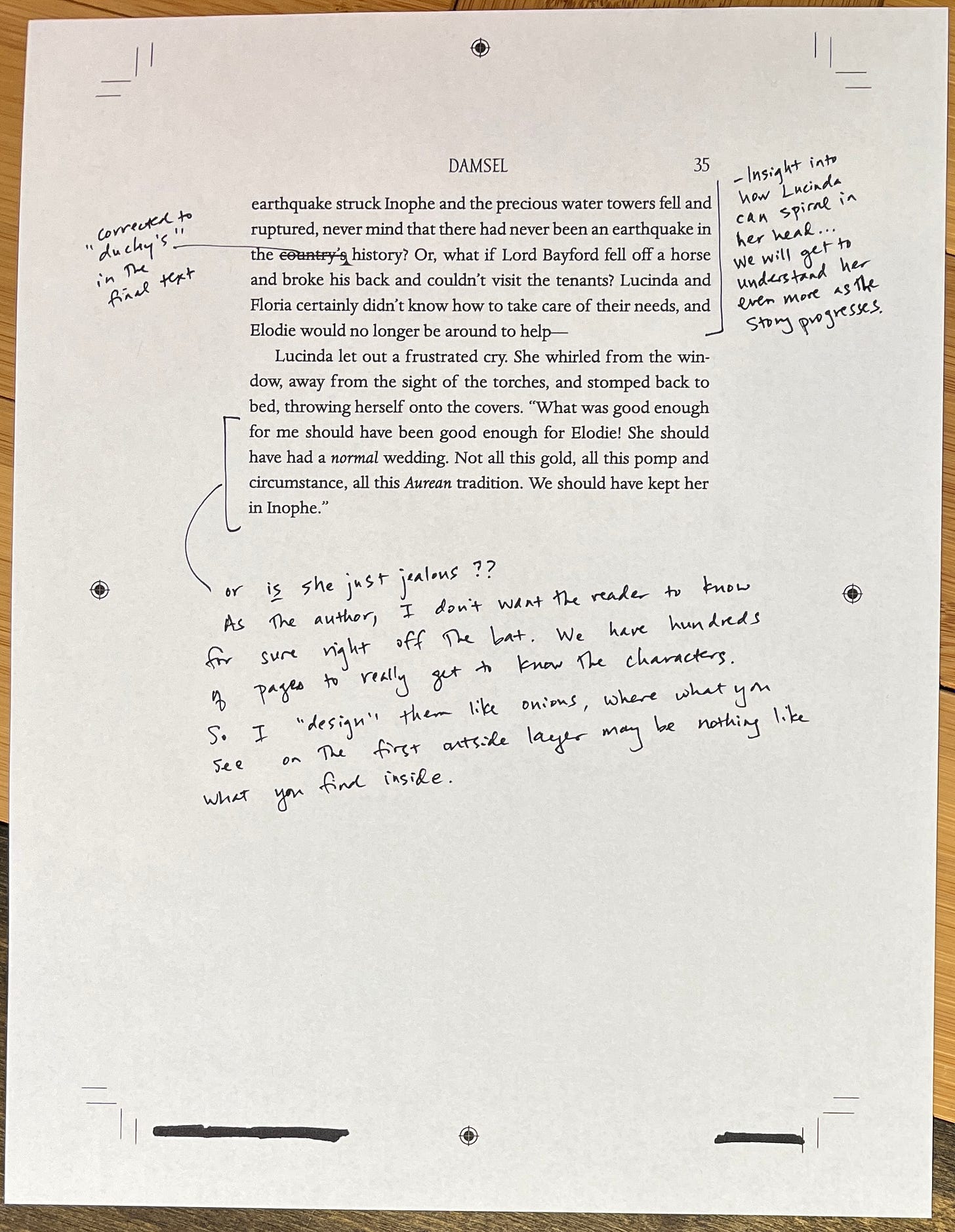 Second annotated page from DAMSEL with notes from the author.