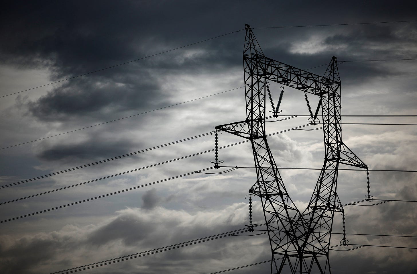 An electrical power pylon of high-tension electricity power lines is seen in Fay-de-Bretagne