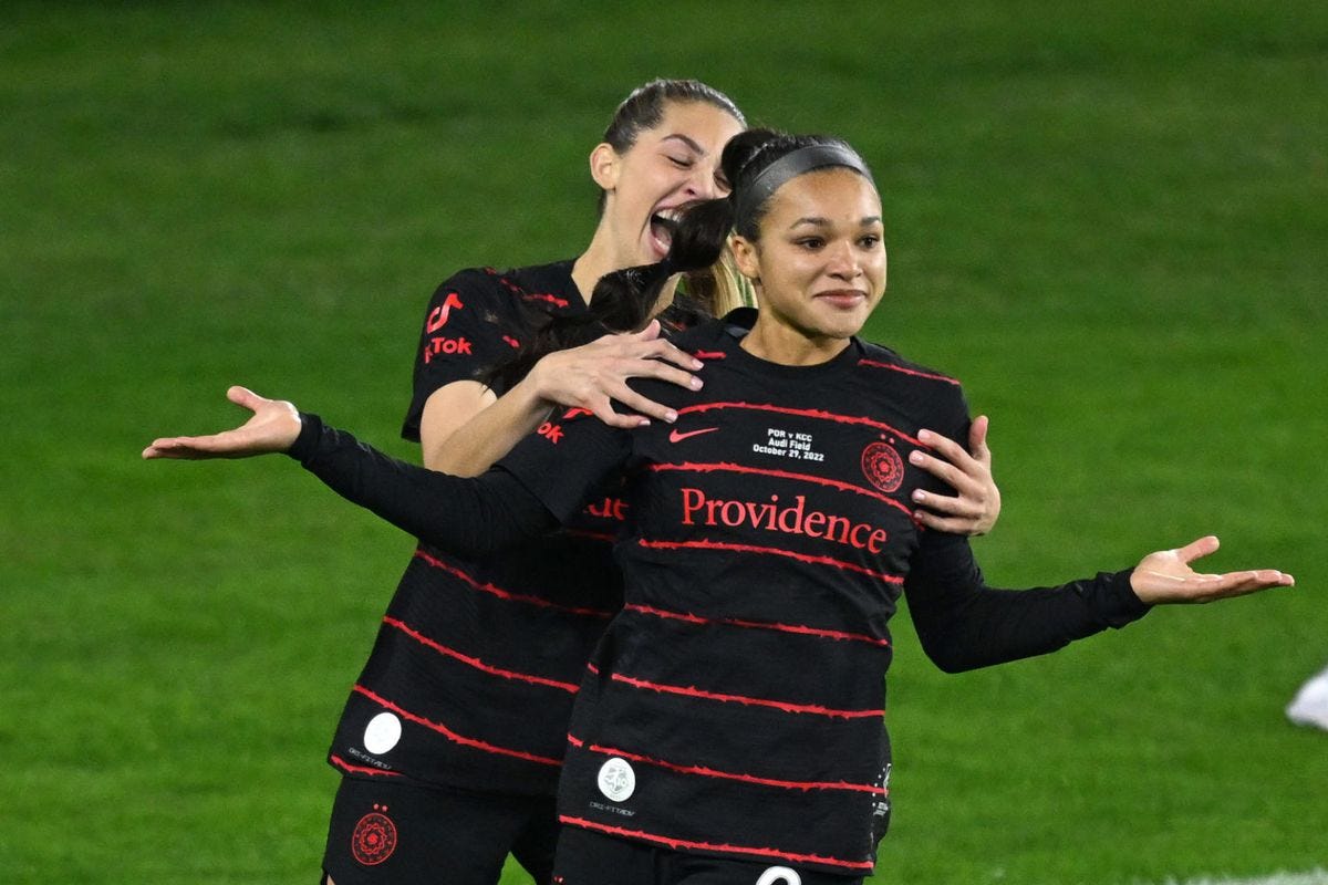 Sophia Smith Shrugs in Celebration in the NWSL Championship Game.