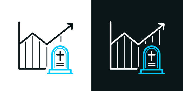 bildbanksillustrationer, clip art samt tecknat material och ikoner med chart of increased mortality. bicolor line icon on black or white background - editable stroke - death rate