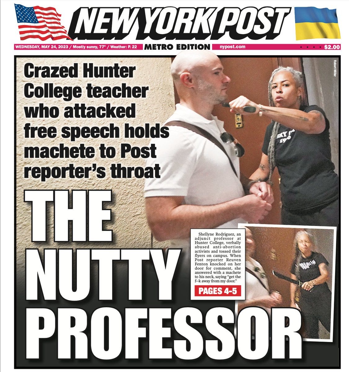 New York Post on Twitter: "Tomorrow's cover: Unhinged NYC college professor  who cursed out anti-abortion students holds machete to Post reporter's neck  https://t.co/WXae9cWqzx https://t.co/dlXUCMB9uQ" / Twitter