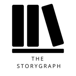 logo of The Storygraph app, a black and white image of three book spines. two are standing upright, the third is leading to the left