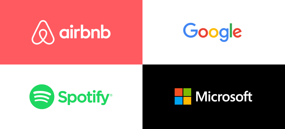 Airbnb, Google, Spotify, and Microsoft logos in full color