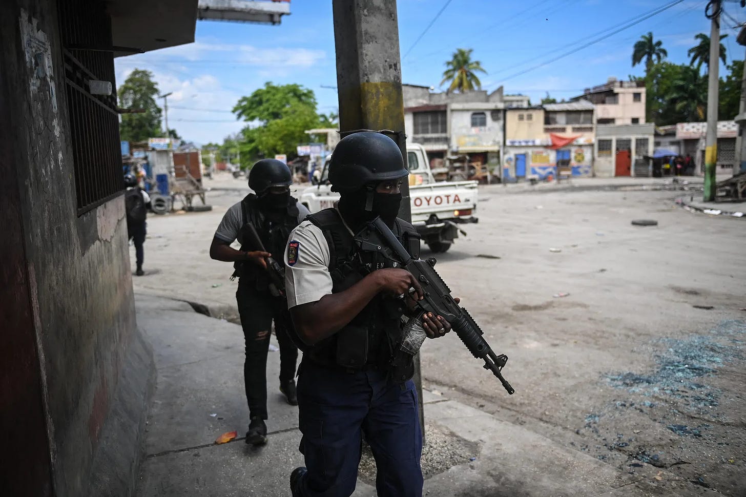 The UN authorized a multilateral intervention in Haiti to help train and support the island nation’s police, pictured here in April, in combatting gang-related violence.
