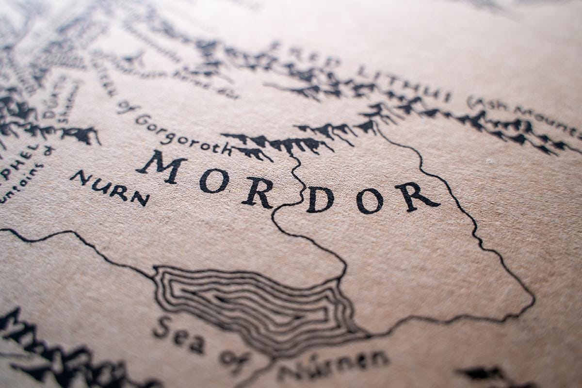 The region of Mordor on the map of middle-earth. (Erman Gunes/Shutterstock)