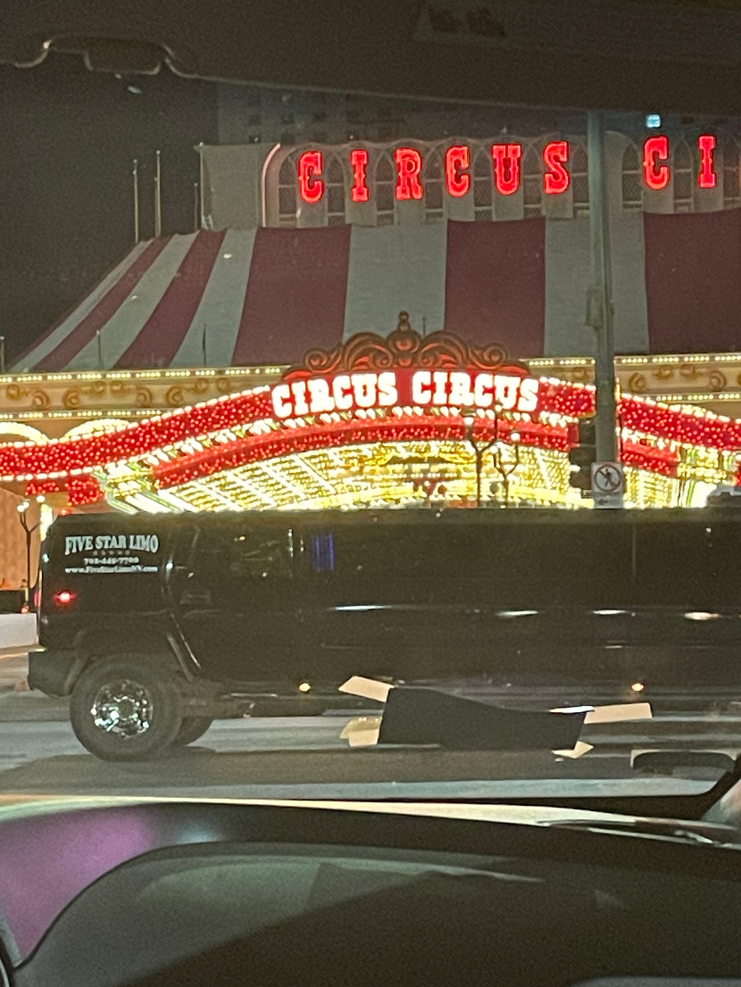 A Hummer limo outside Circus Circus