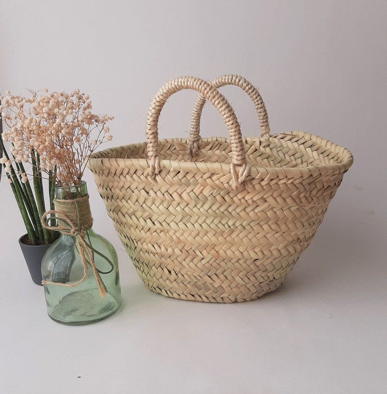 Straw Flowers Basket / Flowers Girls Basket Bag / Straw Bag / Straw Basket / Summer Bag / Wedding Flower Basket / Market Basket / French Bag image 8