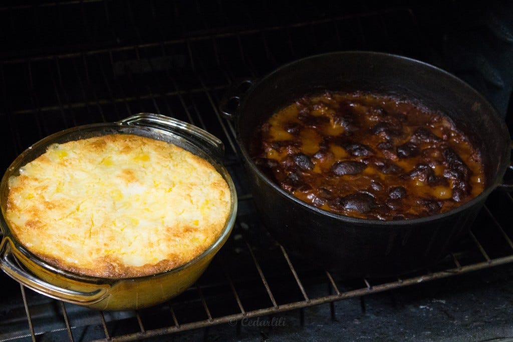 A dump cake and pot of chili. Comfort food! 