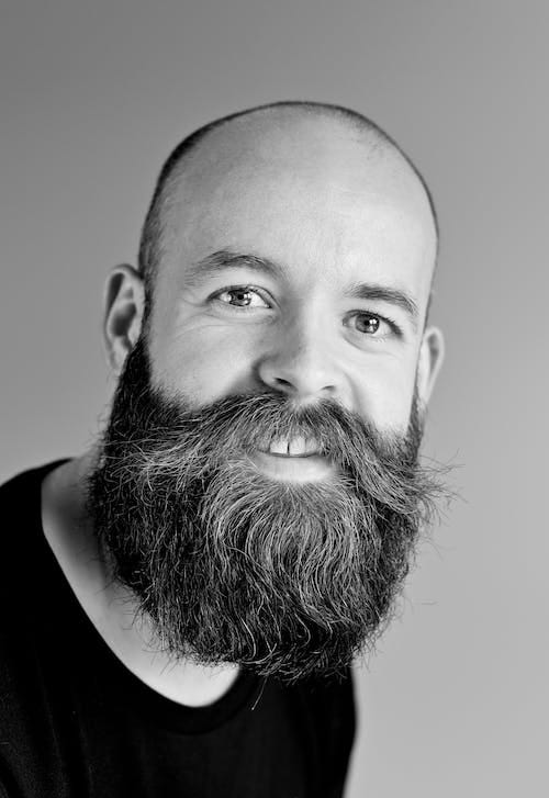 Free Gray Scale Bearded Man Stock Photo