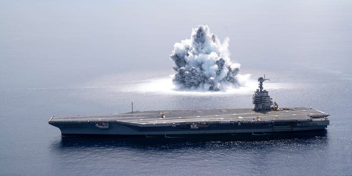 Navy aircraft carrier Gerald Ford during shock trials
