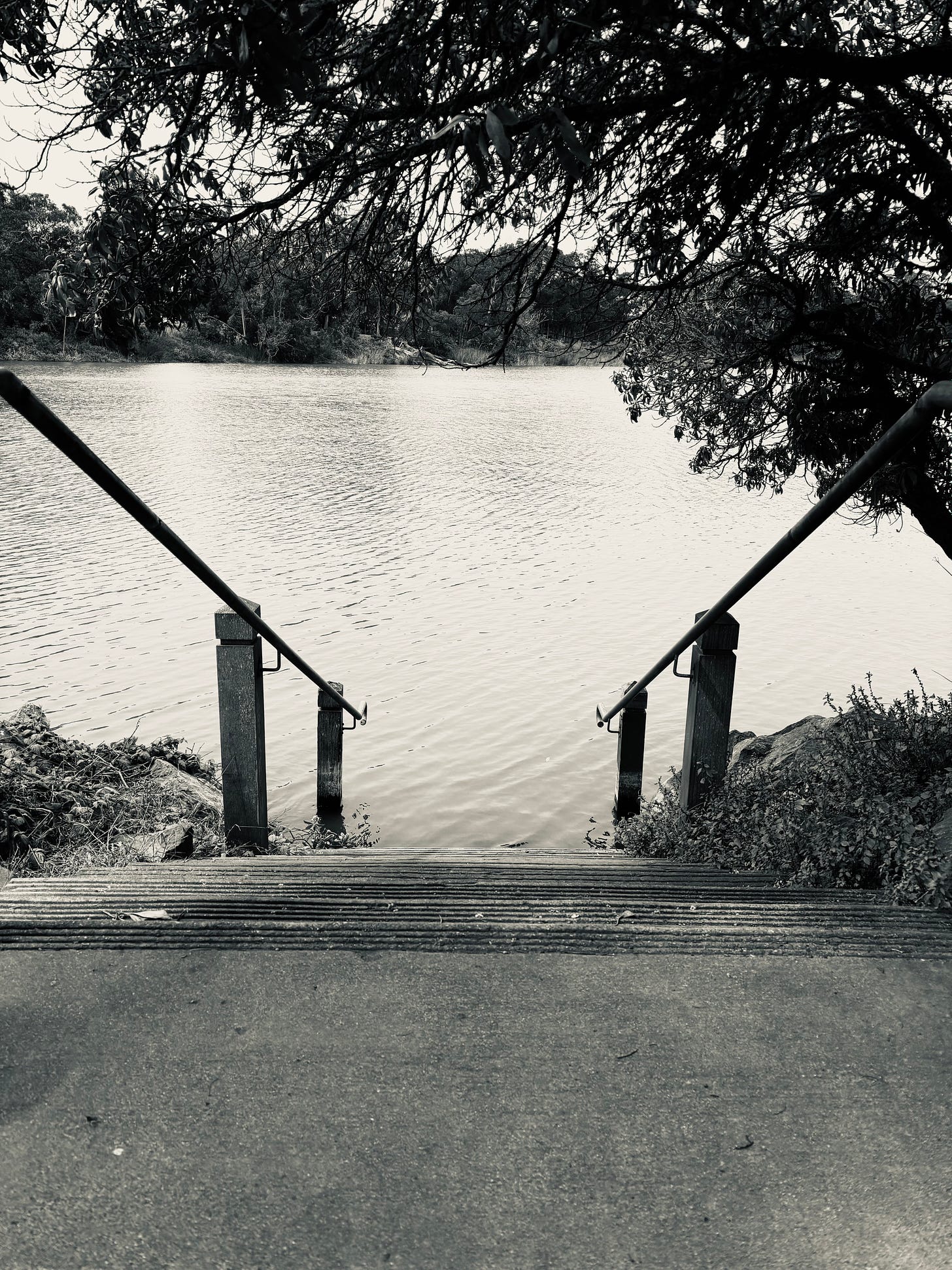 Pier stairs at lake