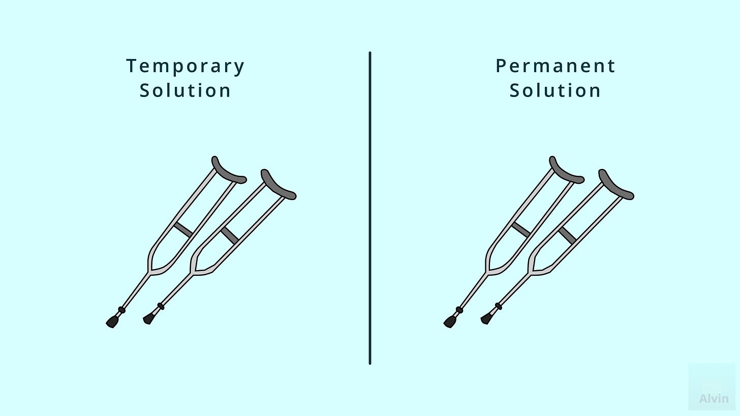 Crutches can be a temporary solution or a permanent solution.