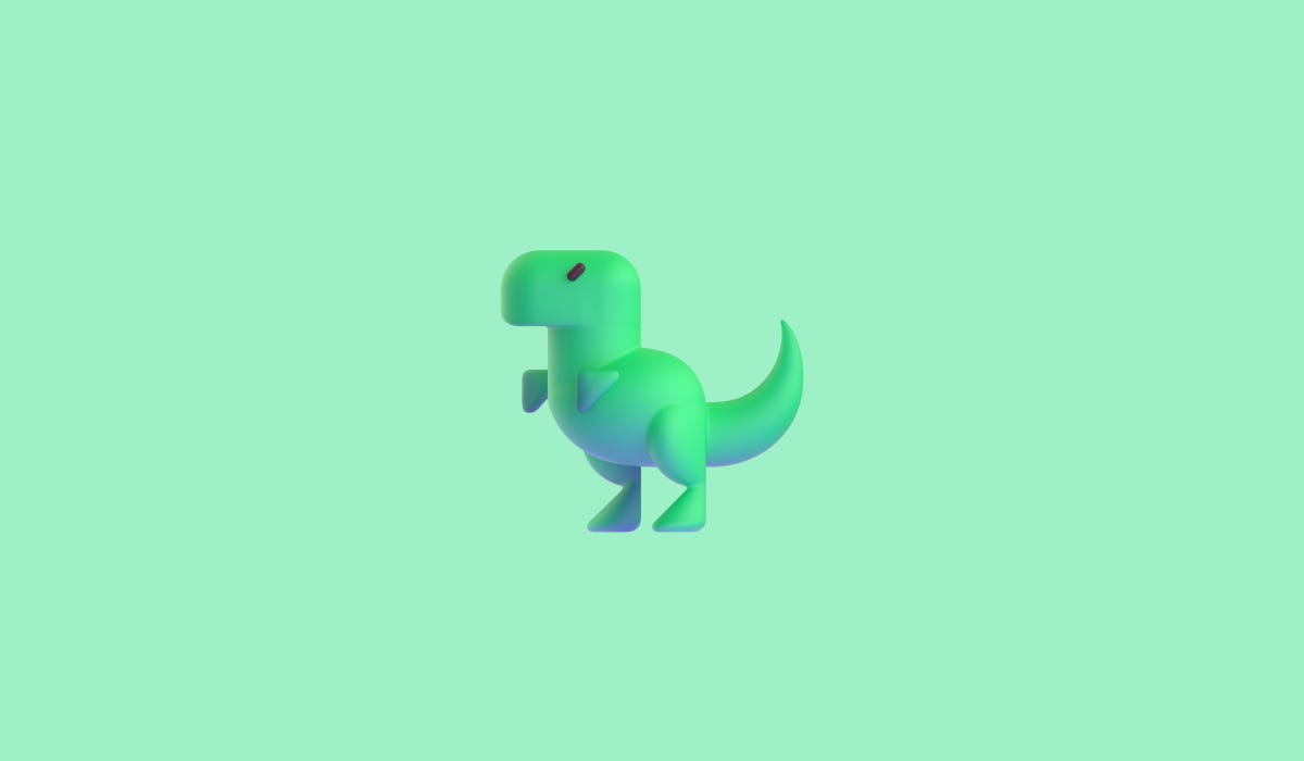 a dinosaur emoji on a light green background