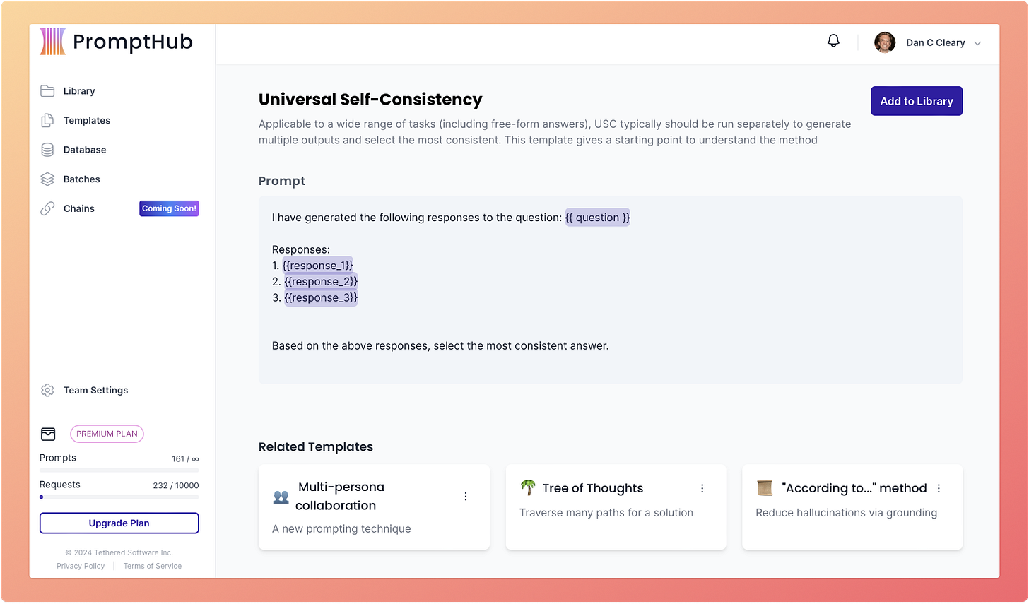 Self consistency prompt template in PromptHub