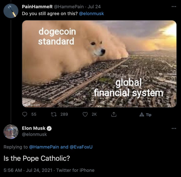 Is the Pope a Dogecoiner?