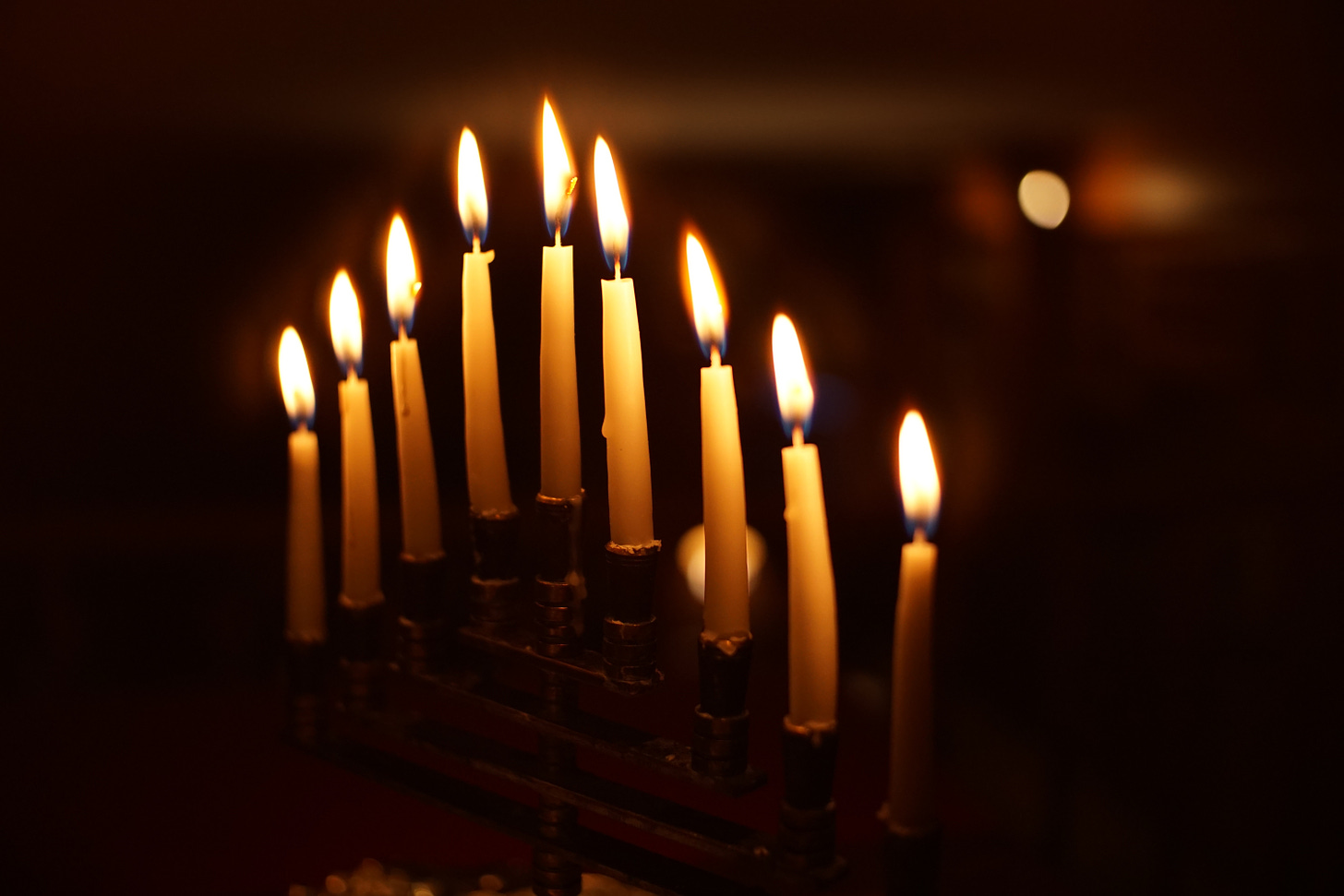 candles in a Hanukkah menorah