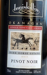 Inniskillin Dark Horse Pinot Noir 2011 Label - BC Pinot Noir Tasting Review 21