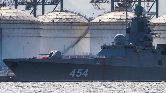 Russian frigate Admiral Gorshkov at Cape Town harbour earlier this week