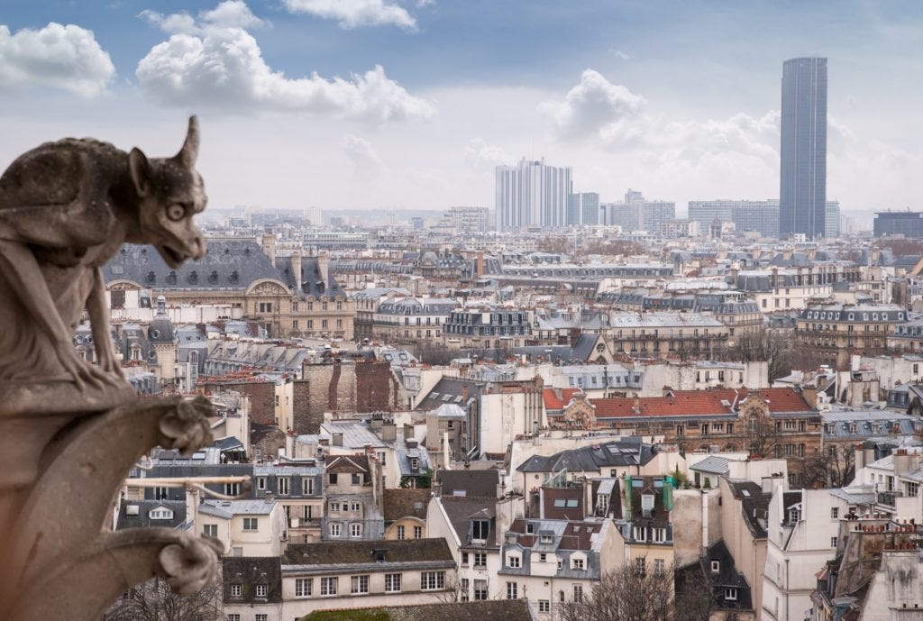 paris cathedral notre dame gorgoyle view cityscape