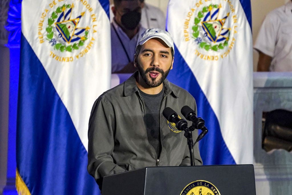 Le président du Salvador Nayib Bukele lors d’un discours. Photo : Camilo Freedman/APHOTOGRAFIA/Getty Images