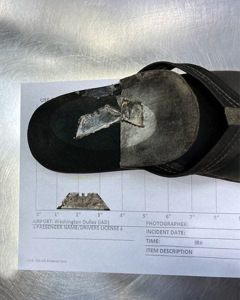 Razor inside shoe 