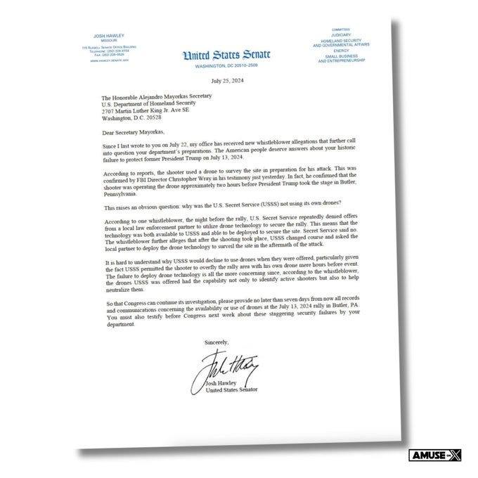 According to reports, the shooter used a drone to survey the site in preparation for his attack. This was confirmed by FBI Director Christopher Wray in his testimony just yesterday. In fact, he confirmed that the shooter was operating the drone approximately two hours before President Trump took the stage in Butler, Pennsylvania.

This raises an obvious question: why was the U.S. Secret Service (USSS) not using its own drones?

According to one whistleblower, the night before the rally, U.S. Secret Service repeatedly denied offers from a local law enforcement partner to utilize drone technology to secure the rally. This means that the technology was both available to USSS and able to be deployed to secure the site. Secret Service said no. The whistleblower further alleges that after the shooting took place, USSS changed course and asked the local partner to deploy the drones technology to surveil the site in the aftermath of the attack.

It is hard to understand why USSS would decline 
