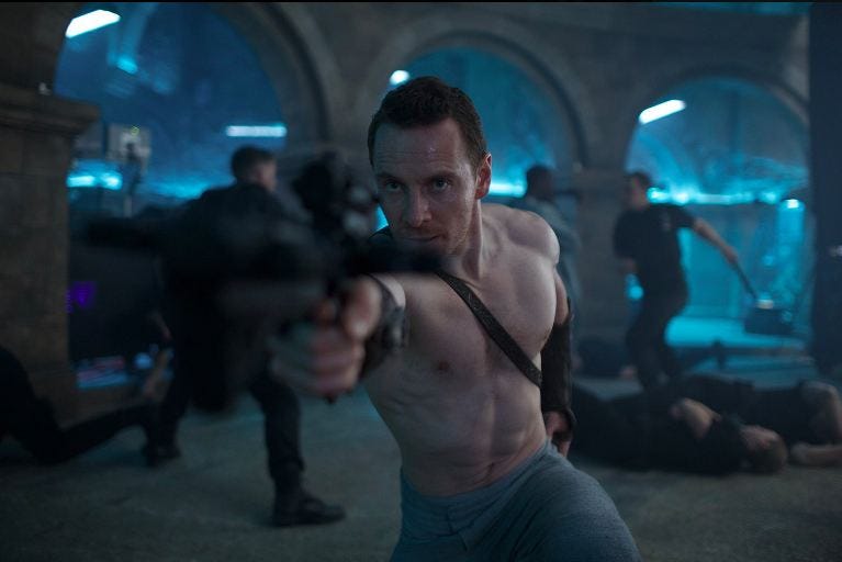 michael fassbender shirtless shooting in assassins cred