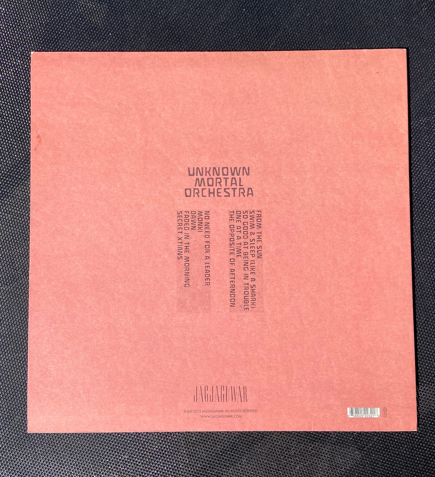 the back album cover, with the band's name and the track list. the album was released on the label Jagjaguwar