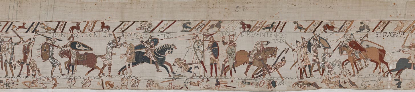 Bayeux tapestry, scenes 56 and 57