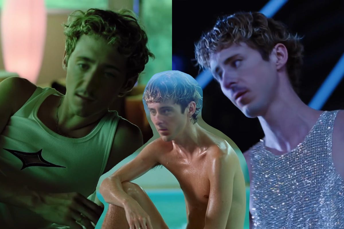 A collage of three digitally altered images attempting to superimpose the uploader's face onto that of Troye Sivan. The photos vary in background and lighting, from a greenish hue on the left, to a poolside scene in the middle, to a dimly lit, glittery setting on the right. The facial integration is imperfect, resulting in noticeable mismatches in skin tone and lighting.