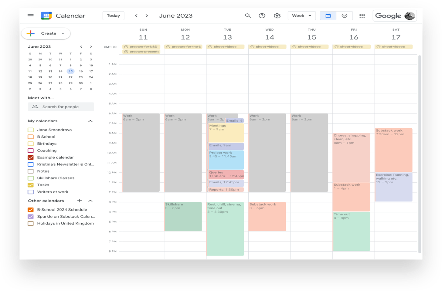 calendar example of task batching