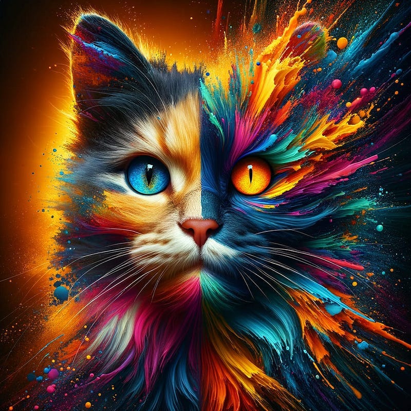 Cat in technicolour, artists impression