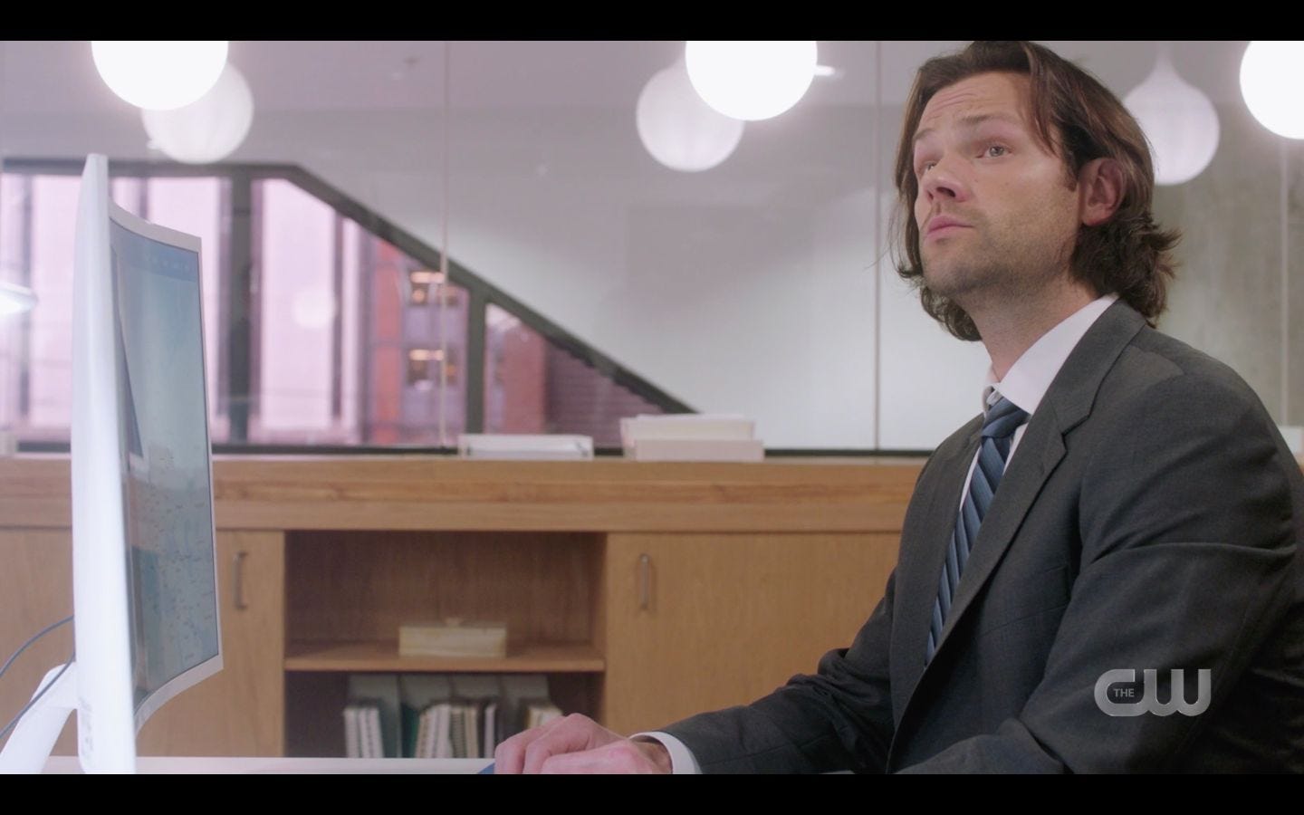 Suited Sam Winchester to Dean in office sounds likea  good plan SPN 14.20