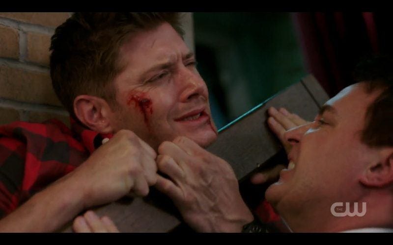 supernatural ketch fights dean winchester bloody face