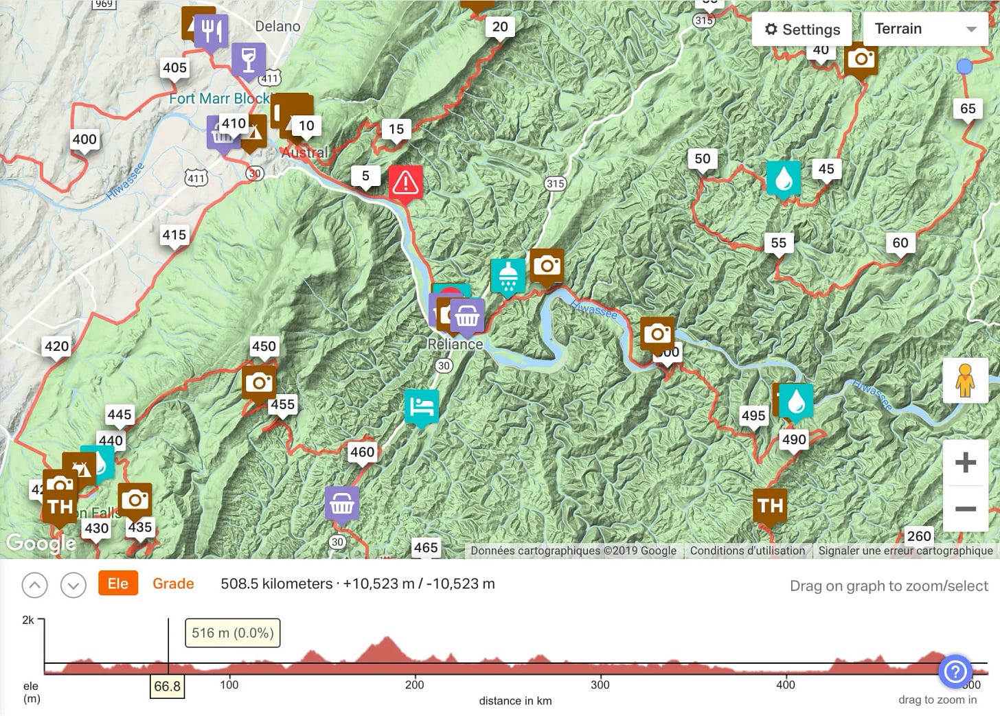 Carte enrichie sur RWGPS