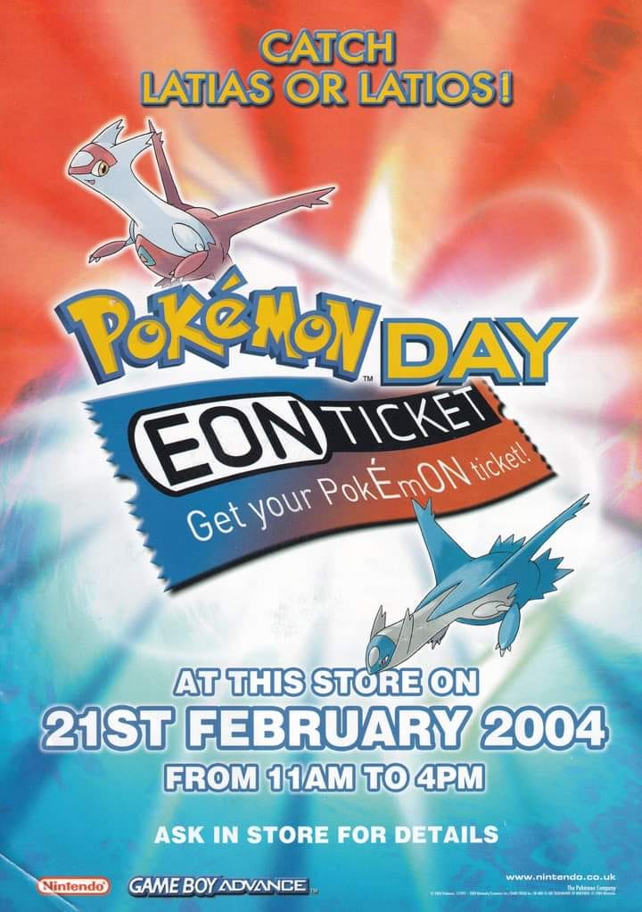 A Pokémon Day EON Ticket flyer that I scanned. I picked this up from the store prior to the event