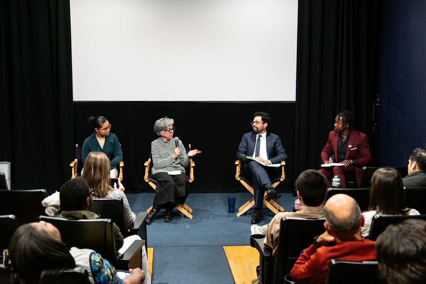 A photograph of the panelists at the Earth Week screening of Cooked at the Maysles Documentary Center