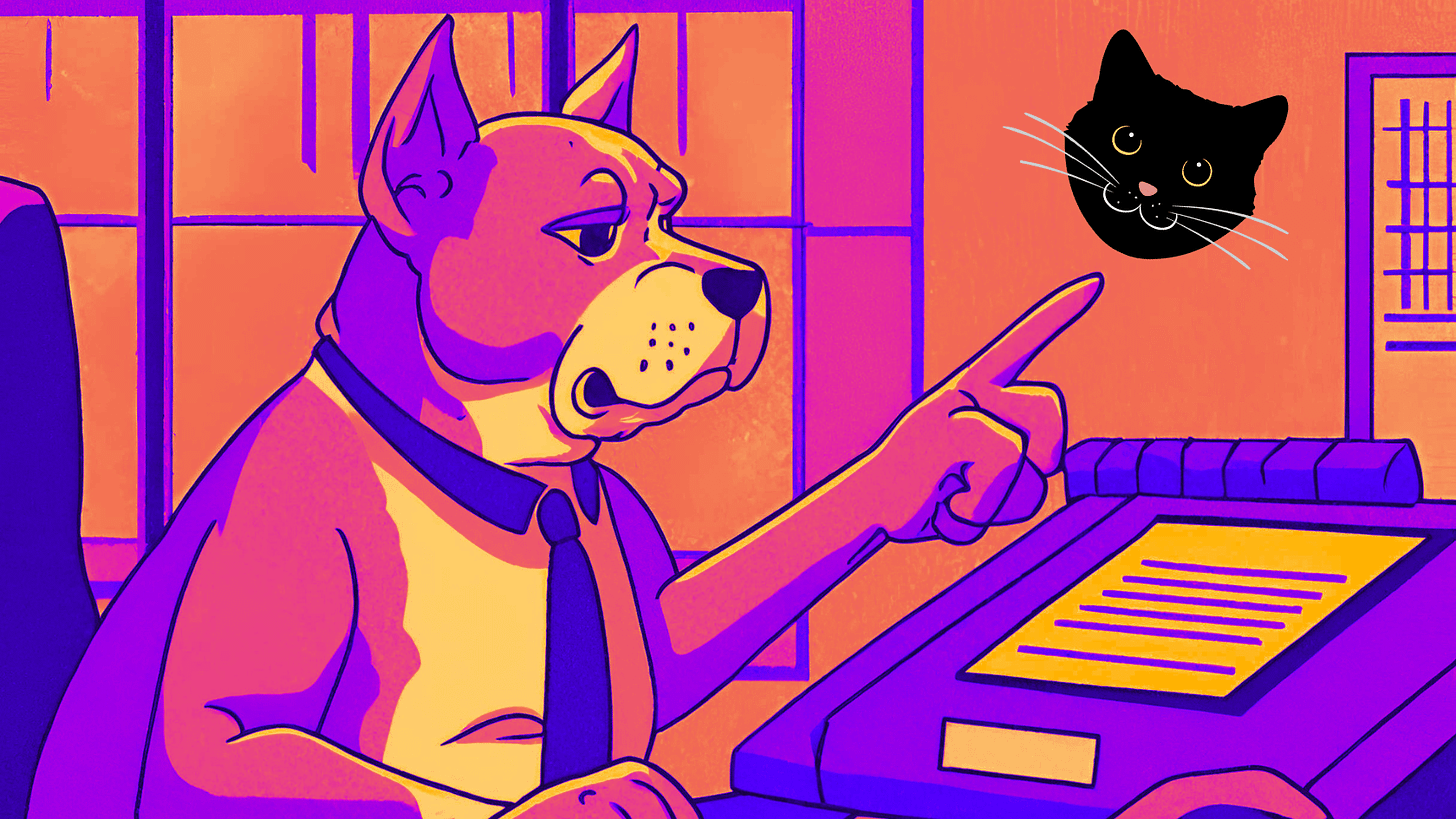 Image of dog accountant and a cat face