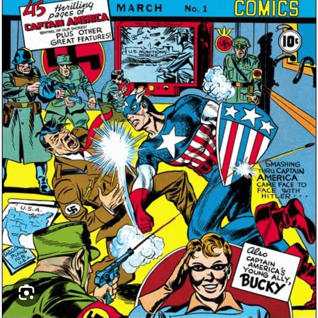 Captain America punching hitler : r/sticker