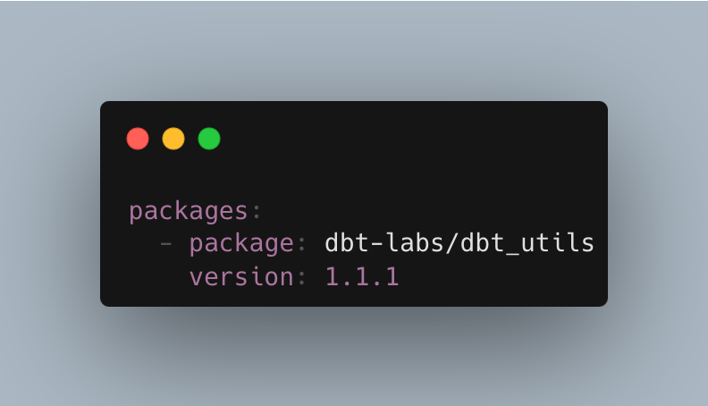 dbt packages config; dbt utils