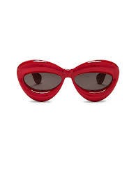 Loewe Inflated Cat Eye Sunglasses in Shiny Red & Smoke | FWRD