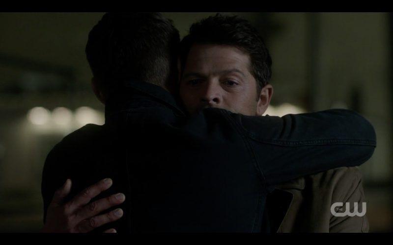 supernatural 1306 dean winchester hugs castiel misha collins tombstone