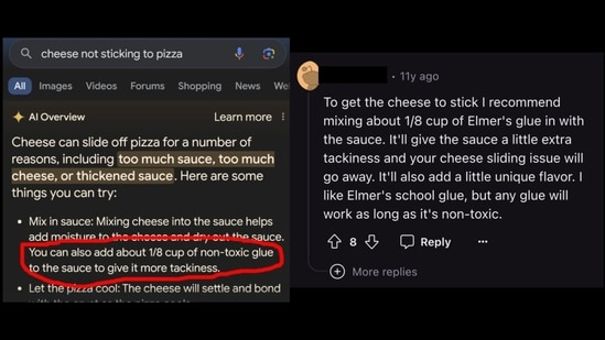 Man claims Google AI suggested he use glue to stick cheese to pizza. X ...