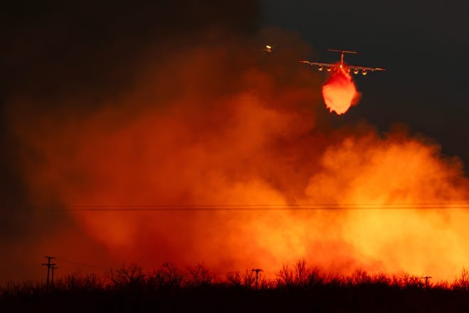 A grass fire reignited on Sunday, Mar 03, 2024 endangering the town of Sanford, Texas.