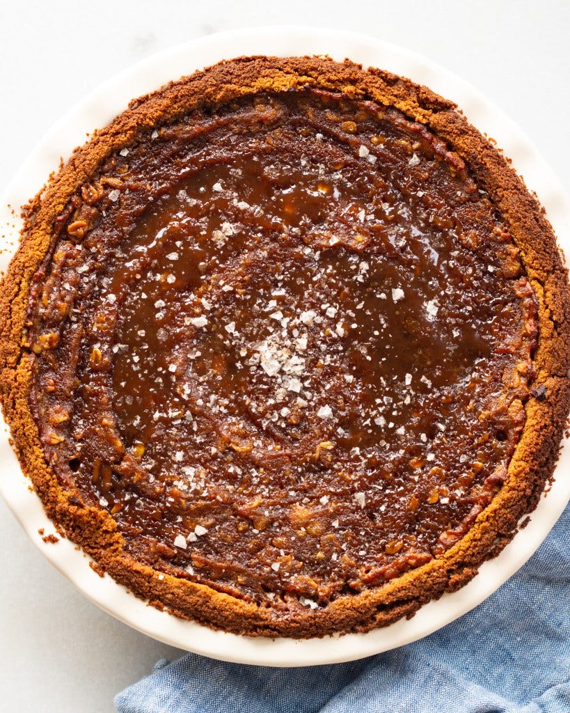finished Salted Sticky Toffee Pudding Pumpkin Pie