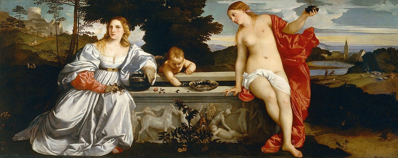 Tiziano - Amor Sacro y Amor Profano (Galería Borghese, Roma, 1514).jpg