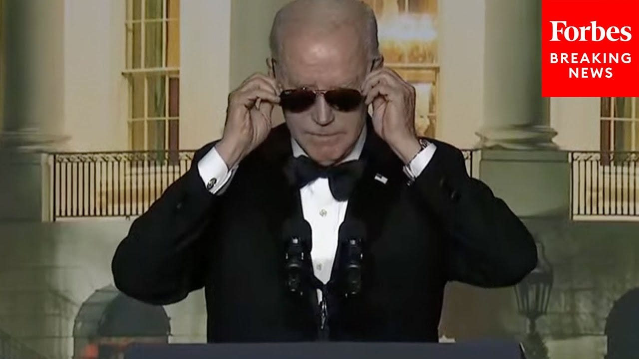 JUST IN: Biden Jokes About Taking No Questions, 'Dark Brandon' At White  House Correspondents' Dinner - YouTube
