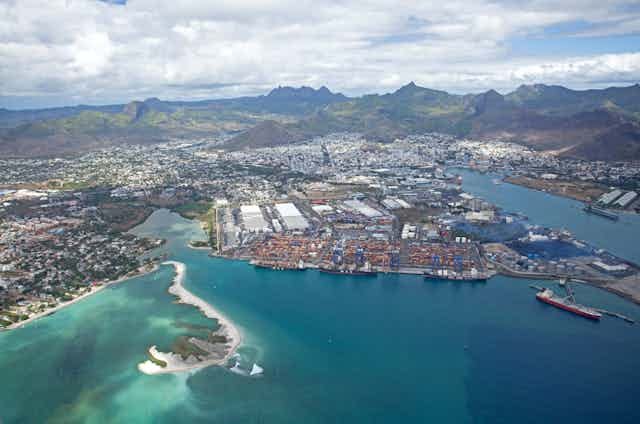 An aerial view of Port Louis, Mauritius, main city